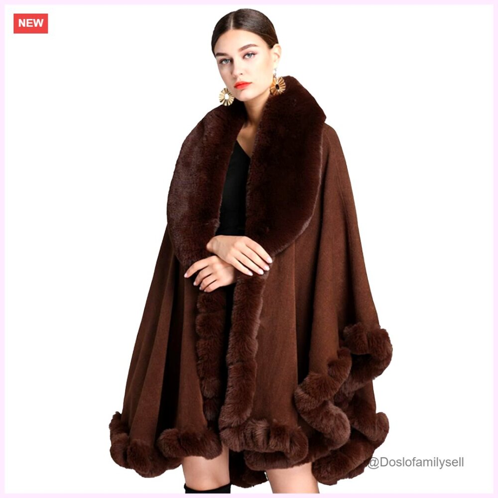 Faux Fur Shawl Wrap Cape Cloak Winter Evening Dress Accessory